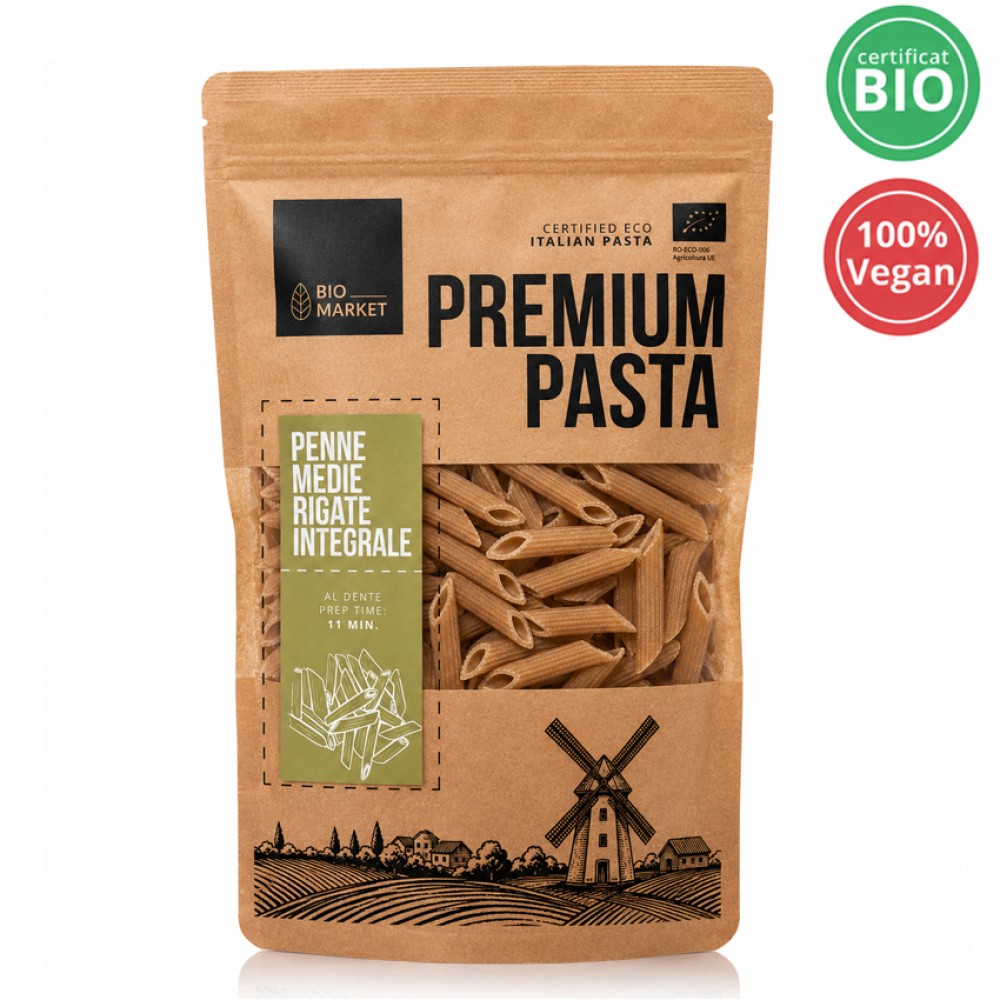 Paste penne medie integrale bio 400g
